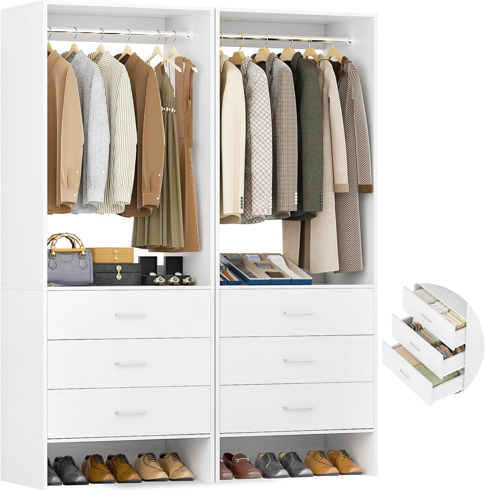 Aheaplus Closet System Closet Organizer, 3.6FT Closets, Set of 2, White