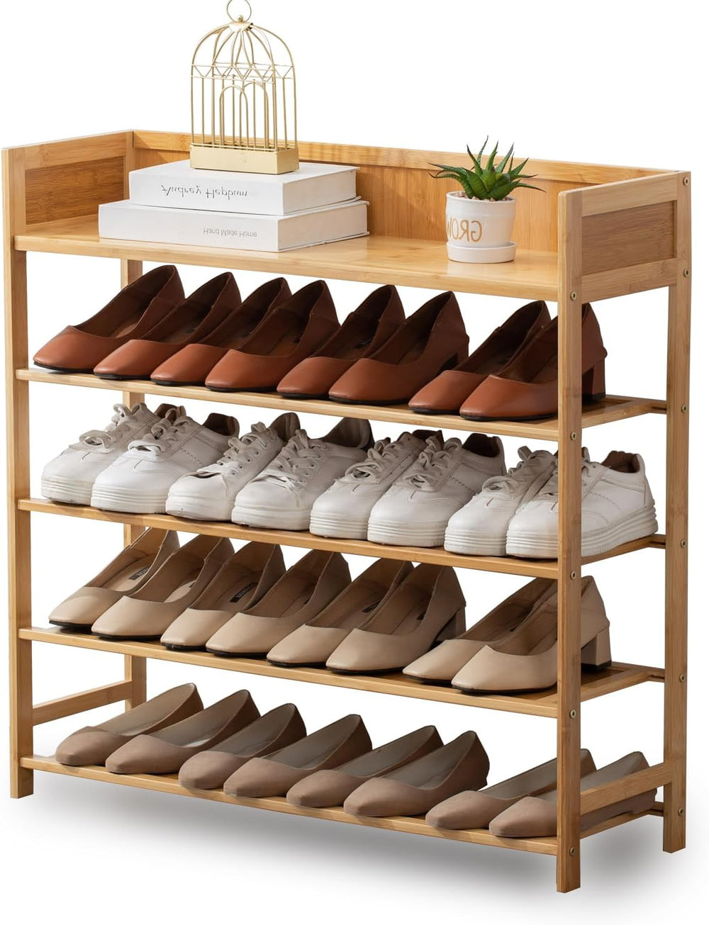 latifolia Bamboo Shoe Rack, 5-Tier Shoe Rack Organizer for Entryway, Living R...