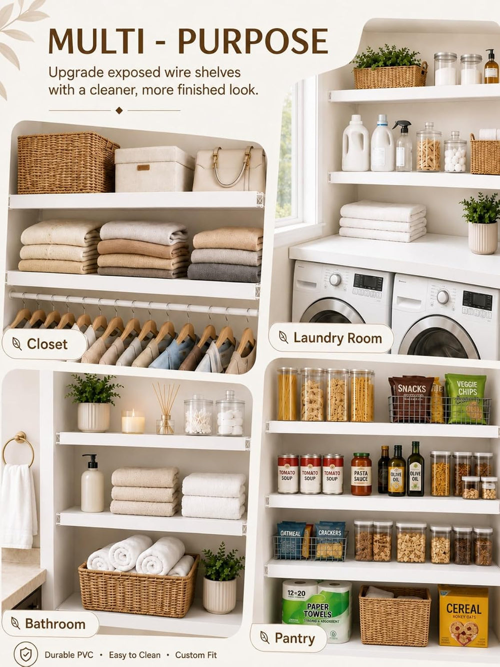 Wire Shelf Covers for Pantry Wire Rack Covers for Shelves 24X12-4PCS