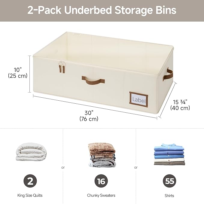 StorageWorks Under Bed Storage Bins, 90L Clothes Organizer