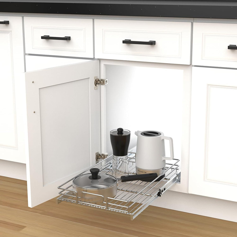 Pull Out Cabinet Organizer, Heavy-Duty Metal Sliding Drawer Shelf for Kitchen...