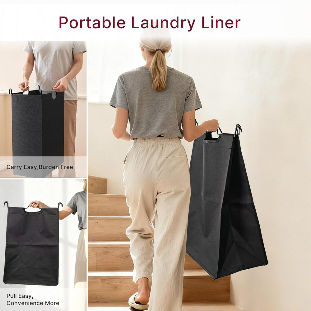 180L Laundry Sorter 3 Section with Lockable Wheels and Lid Black