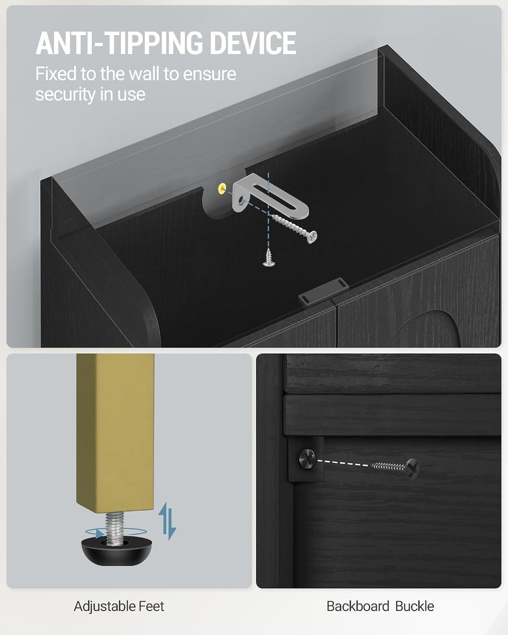 Hzuaneri Bathroom Storage Cabinet, Small Floor Cabinet with 4 Door