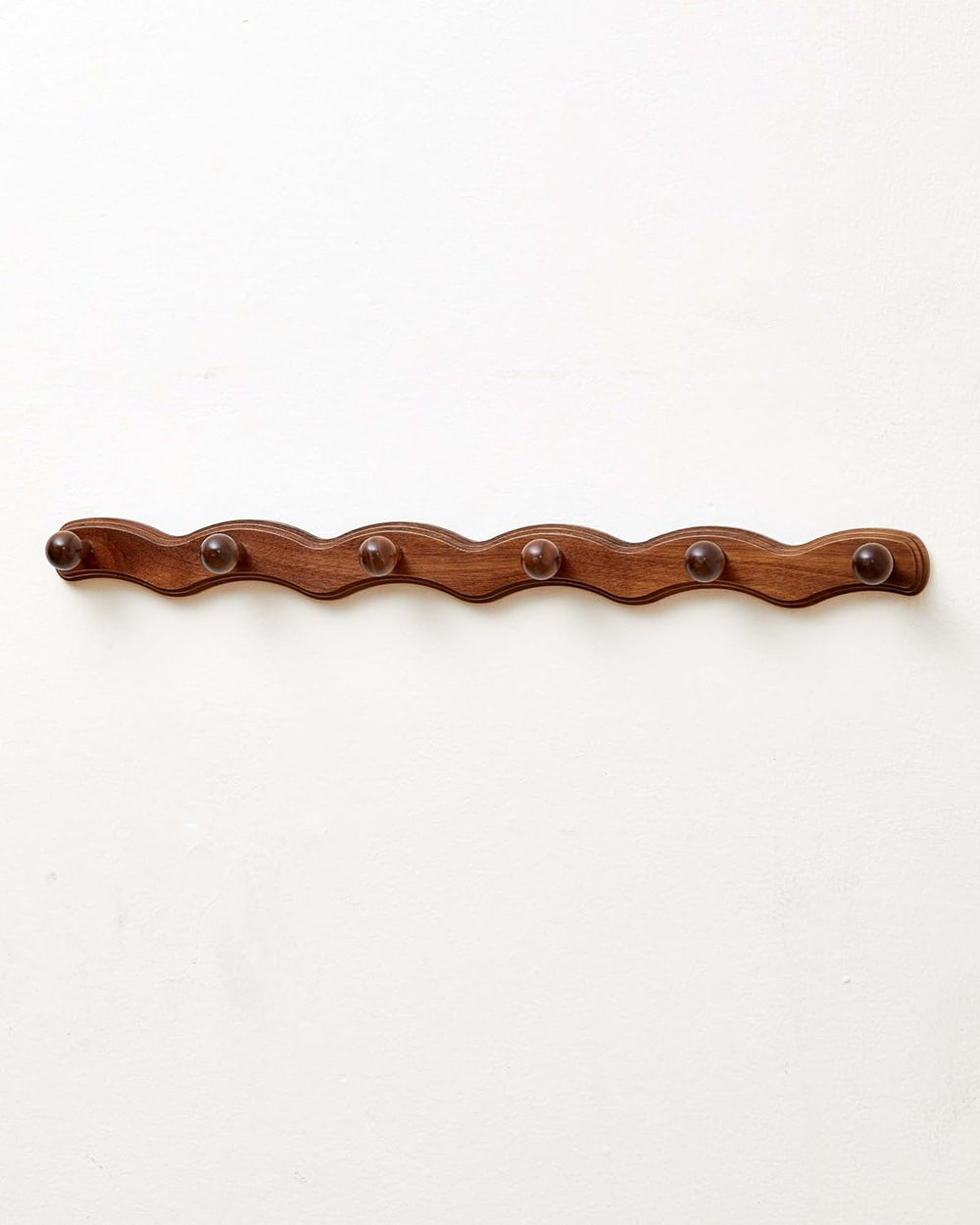 Wood Coat Rack Wall Mount - Walnut Coats Hook Hanger Wall-Mounted, Wave-Shape...