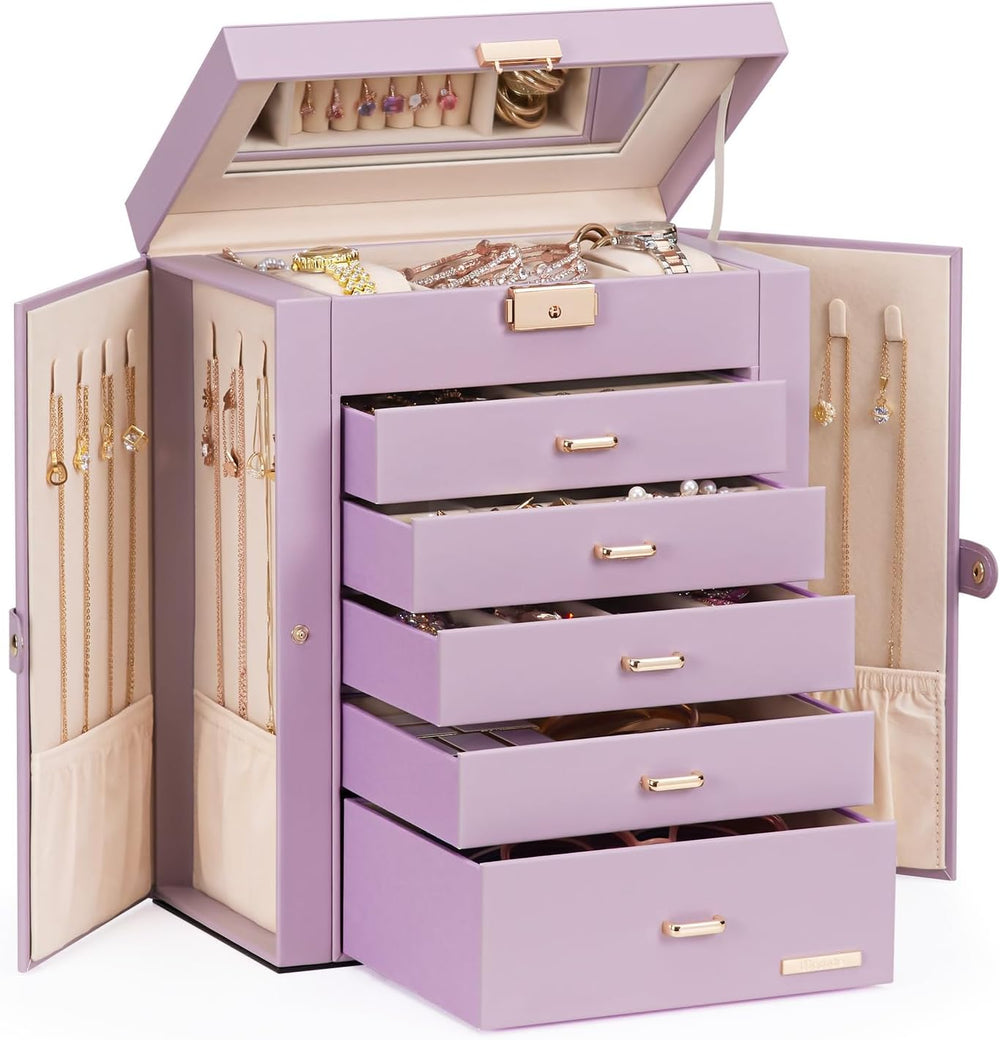 Homde Jewelry Box Large for Women: 6 Layers Organizer with 5 Drawers