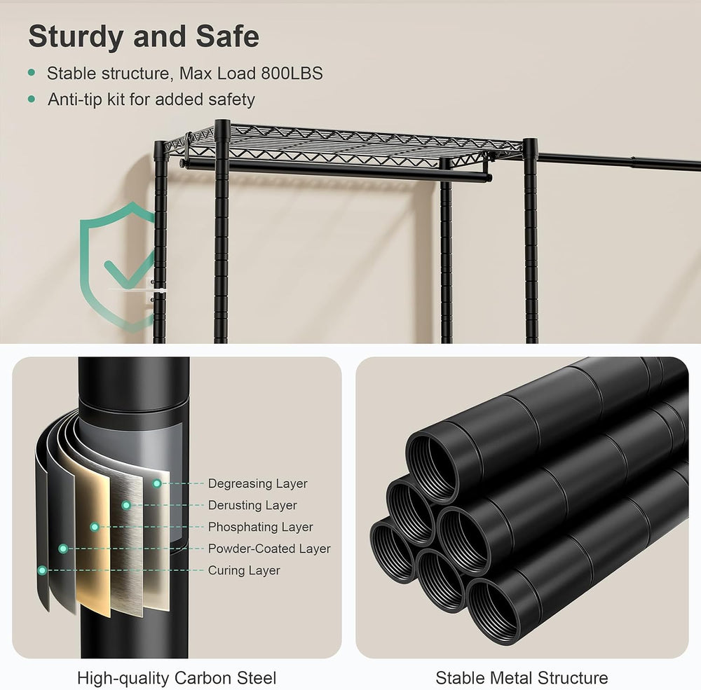 SEMHOR E01 Expandable Heavy Duty Clothes Rack, Free Standing Closet System
