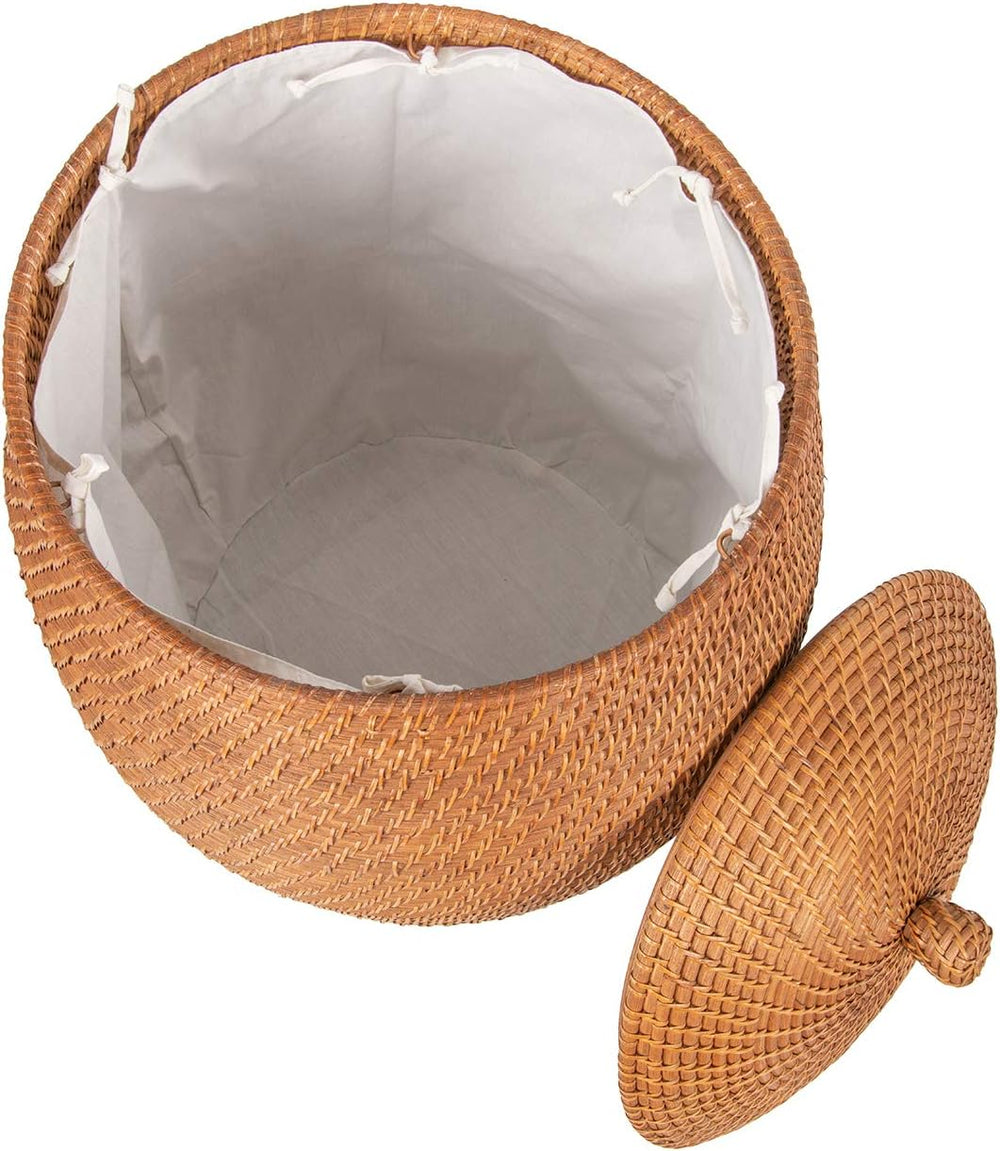 KOUBOO Laguna Rattan Beehive Laundry Hamper with Lid and Liner, Honey Brown