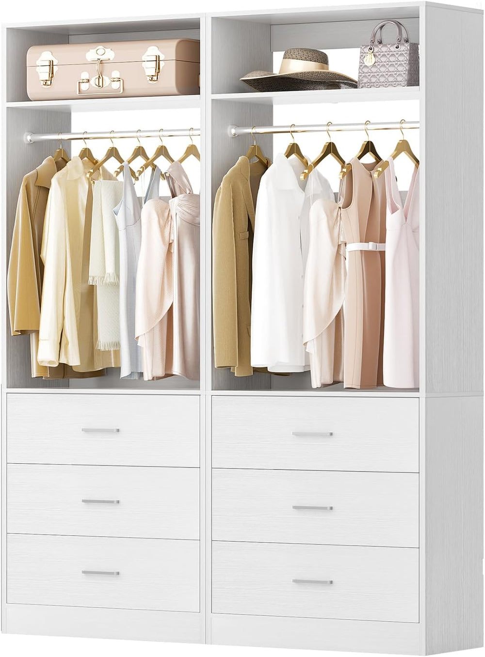 Besiost Closet Systems with 6 Wood Drawers, Closet System Set of 2