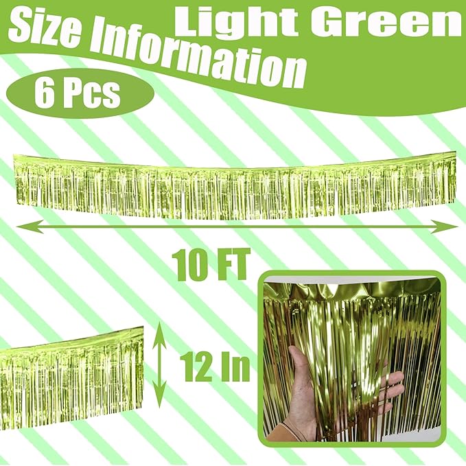 6 Pack 10 Feet Foil Fringe Garland Metallic Tinsel Streamers Banner Wall Hang...