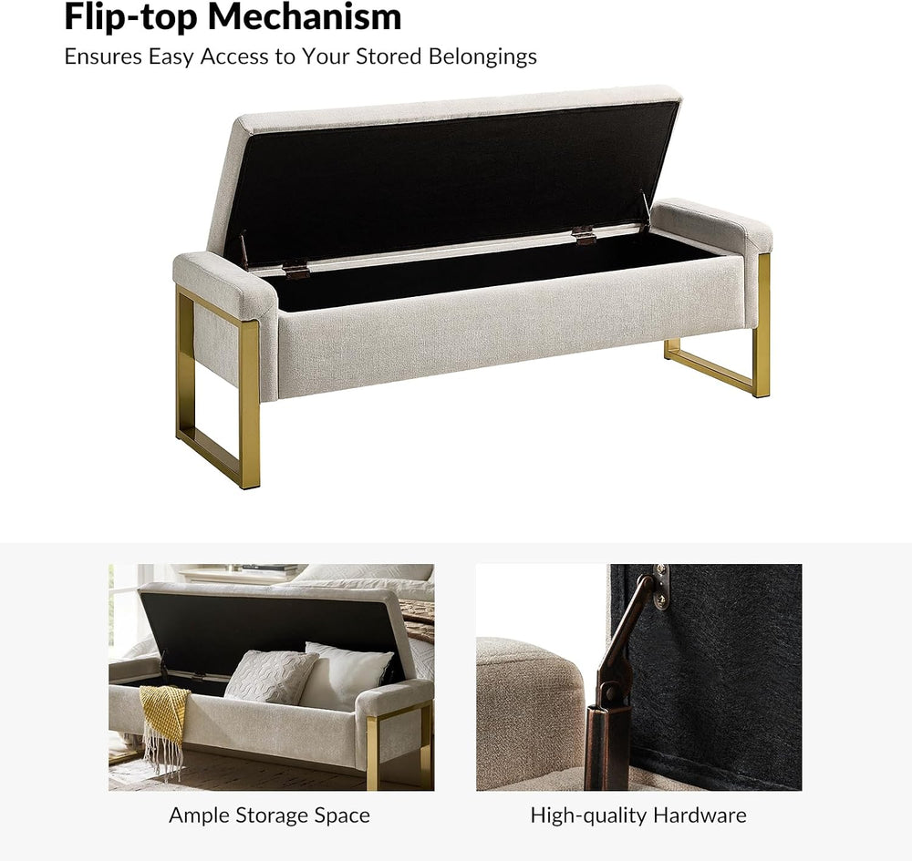 EcoHarbor Living Modern Storage Ottoman Bedroom Bench, End of Bed Bench with ...