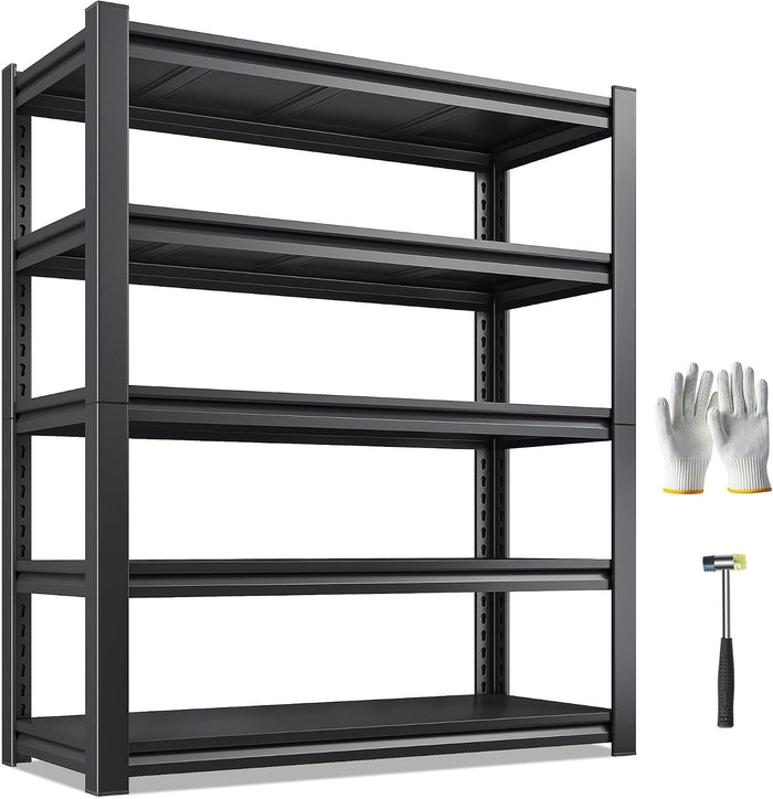 REIBII 5 Tier Garage Shelving for Garage, Adjustable Metal Shelving