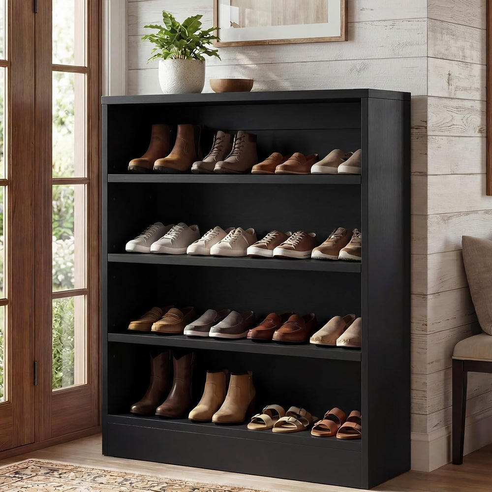 Homieasy Shoe Cabinet, 5-Tier Modern Wood Shoe Storage Organizer, Black