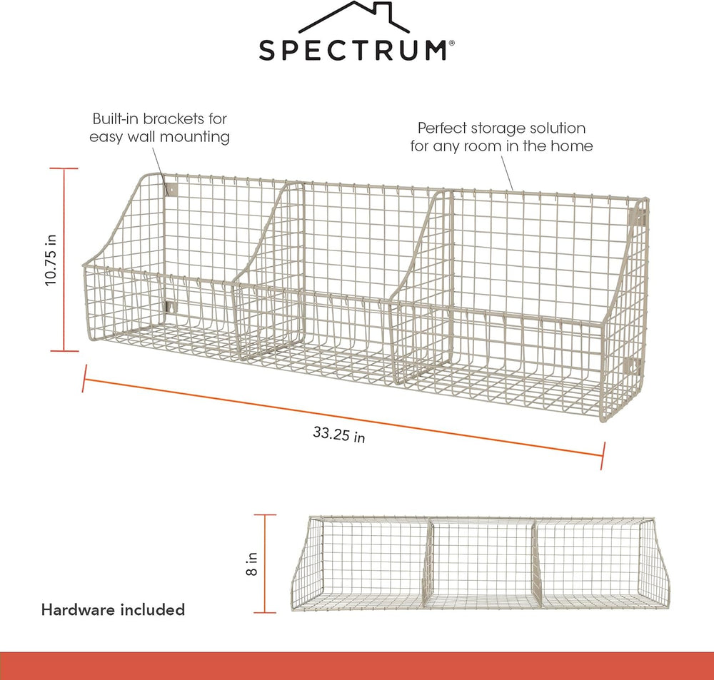Spectrum Diversified Wall Mount Triple Storage Basket, Satin Nickel