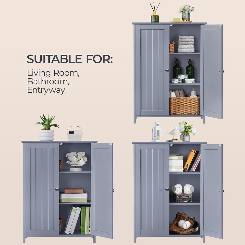 Yaheetech Small Bathroom Storage Cabinet for Towels with 2 Doors, Gray