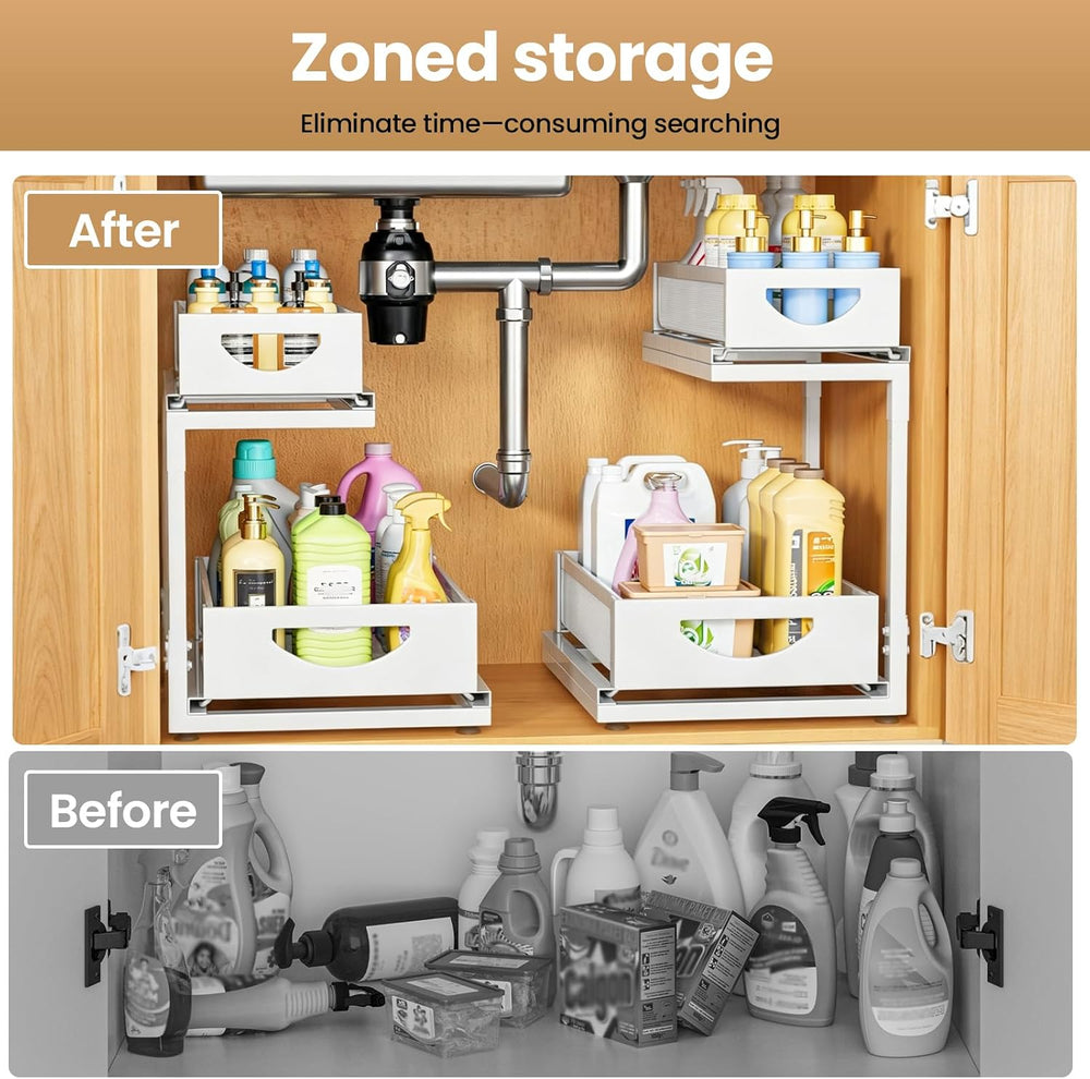 Under Sink Organizer for Kitchen and Bathroom Cabinets Pull Out Storage