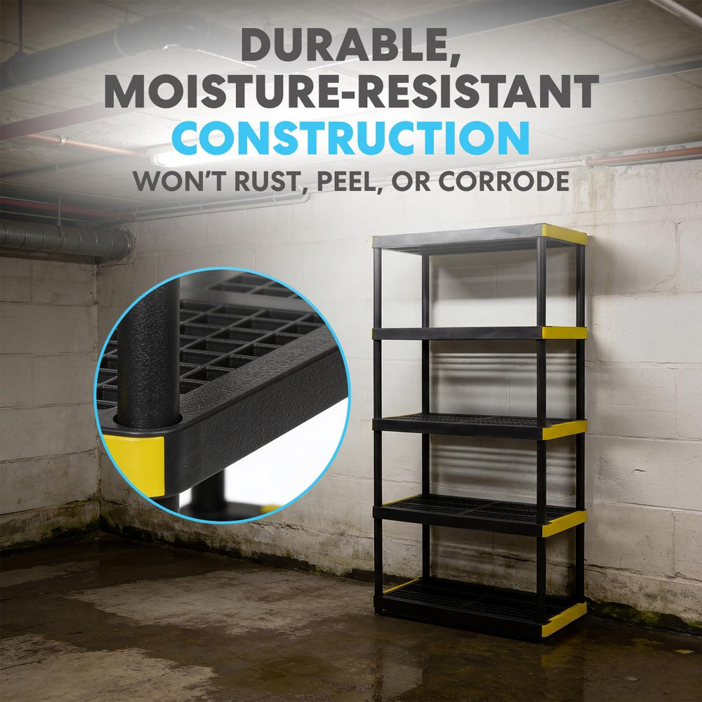 Simpli-Magic 5-Tier Heavy Duty Plastic Storage Shelving Unit, Garage & Ou...