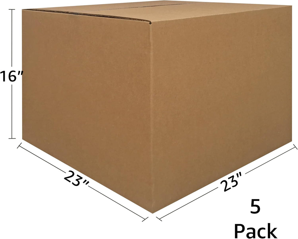 Extra Large Corrugated Moving Boxes, 23"x23"x16", 5 Pack, 60 M...