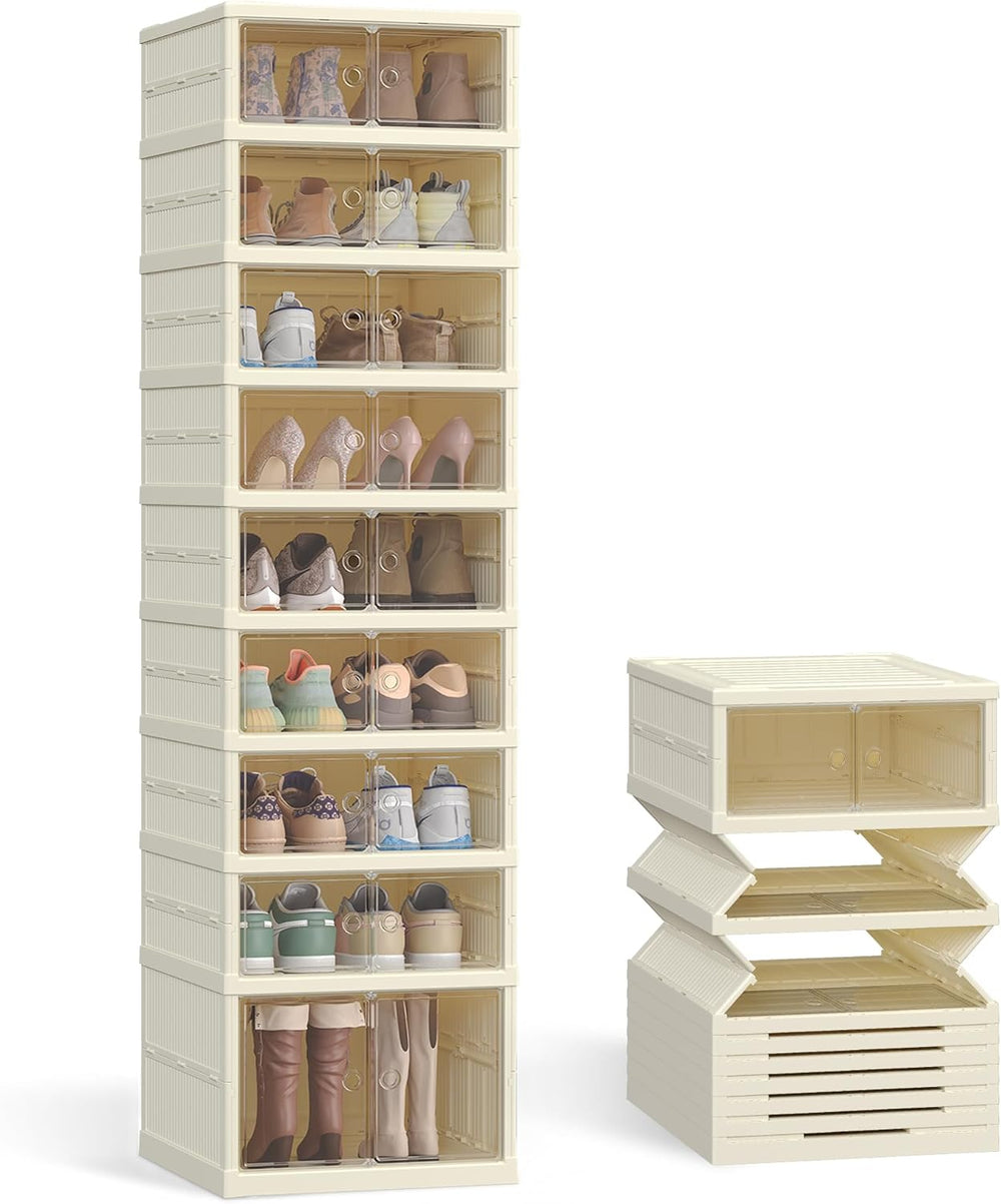 SONGMICS Foldable Shoe Storage Organizer, 9-Tier for 18 Pairs