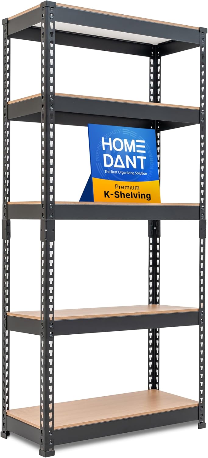 HOMEDANT Black 28" W 5 Tier Storage Shelves Garage Shelving Unit Metal