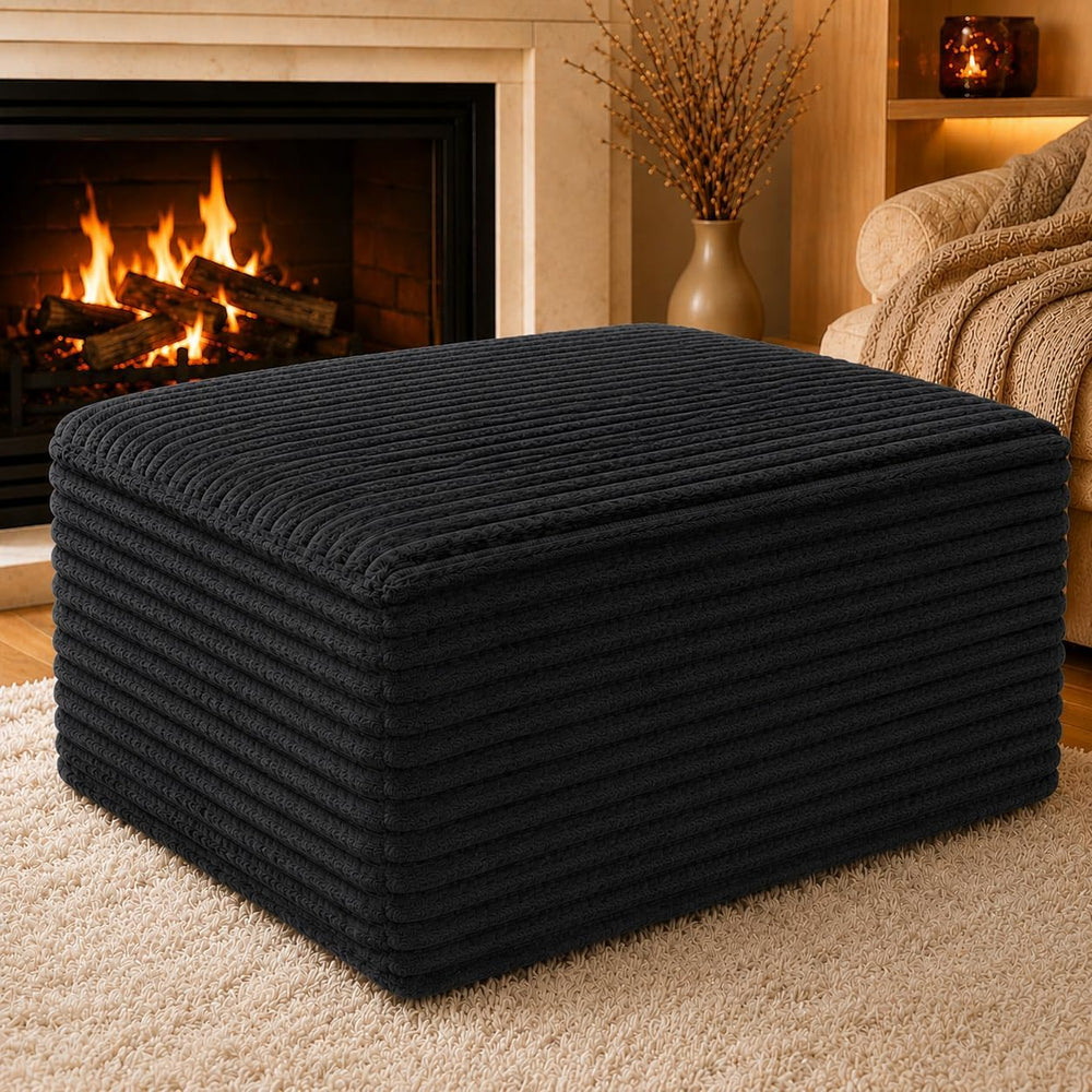 25.6" Corduroy Ottoman Foot Rest,Plush Memory Foam Couch Ottomans,Bonele...