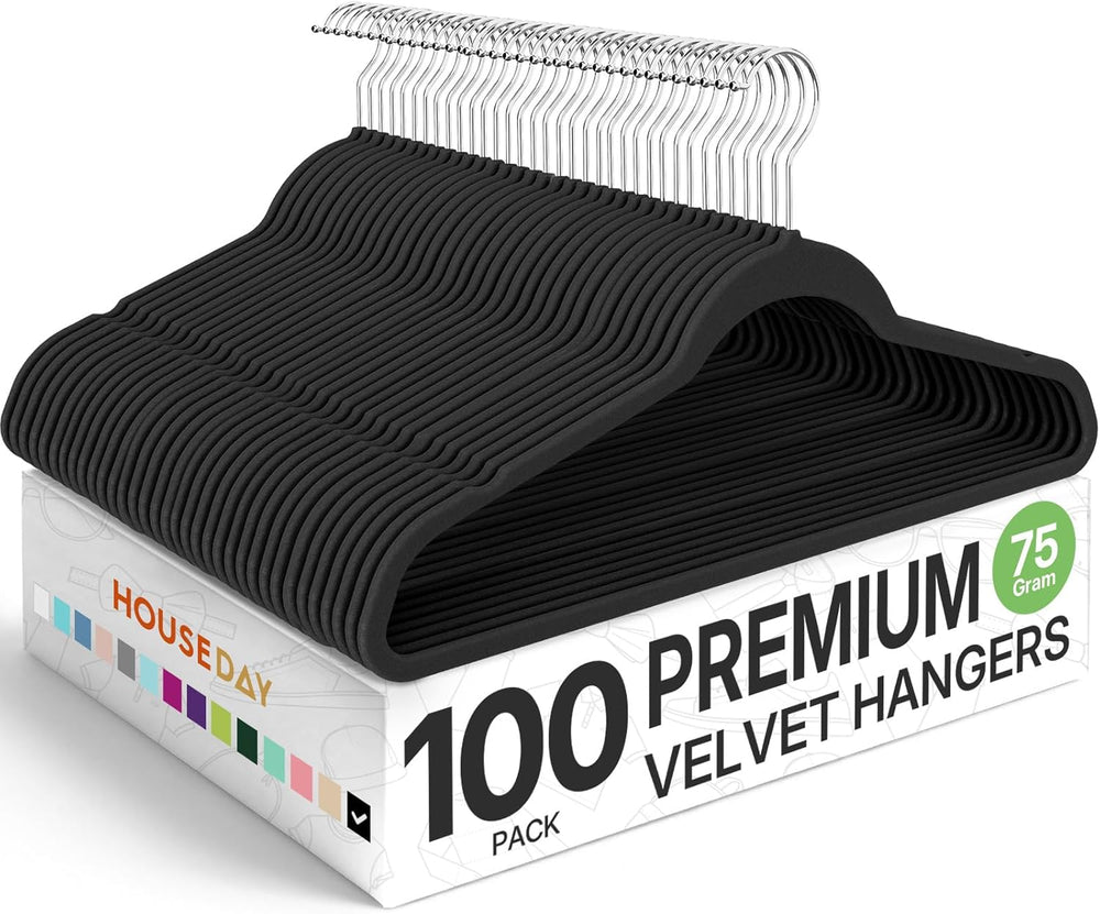 HOUSE DAY Premium Velvet Hangers, Non-Slip Flocked Felt, Sturdy Coat & Su...