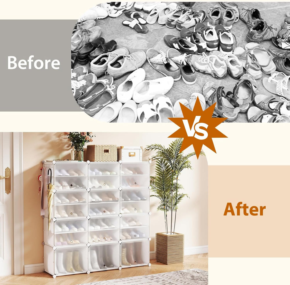 GOFLAME Portable Shoe Rack Organizer, 48 Pairs Expandable Modular Shoe Storag...
