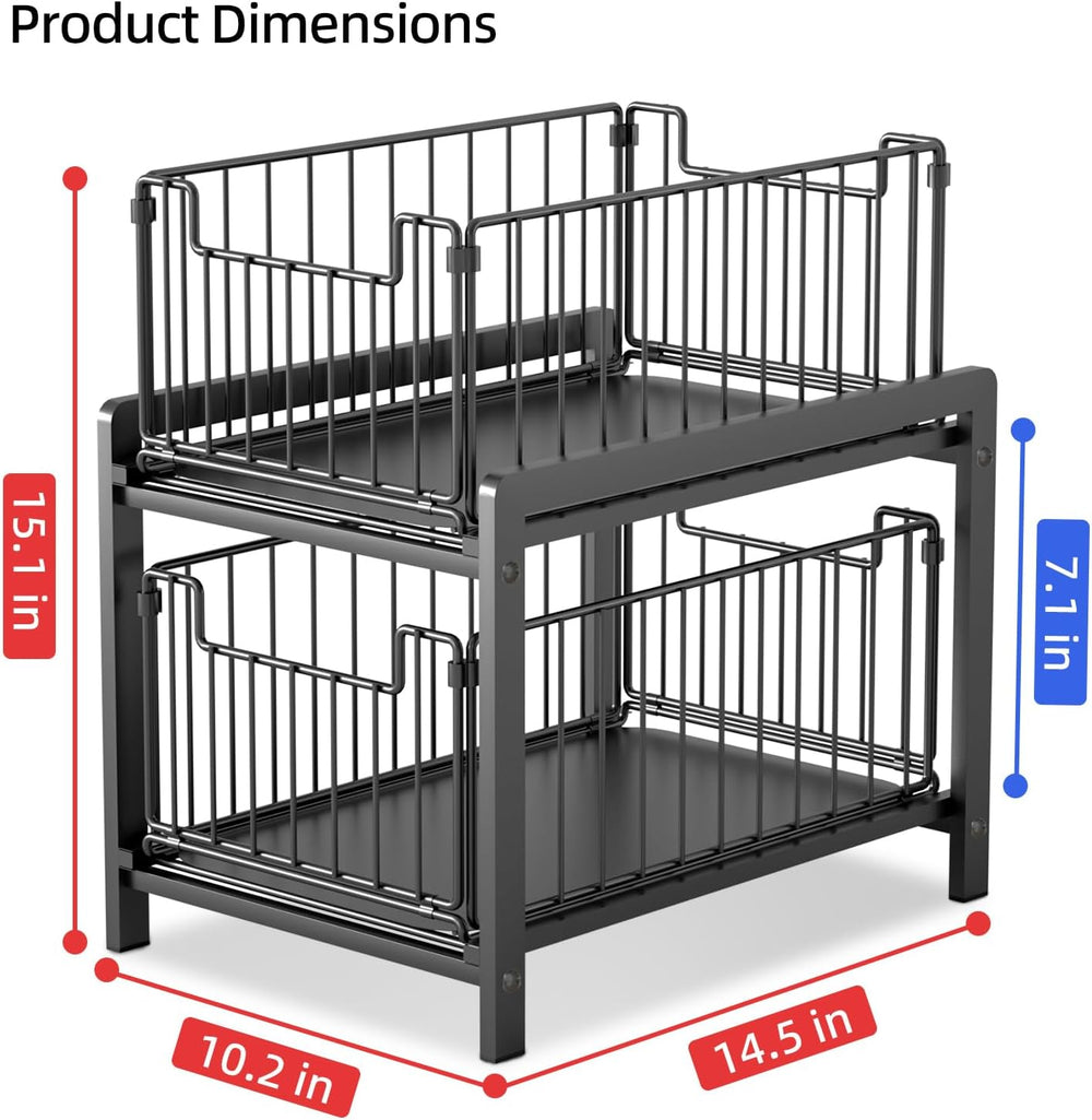2-Tier Pull Out Cabinet Organizer, Slide Out Under Sink Organizer