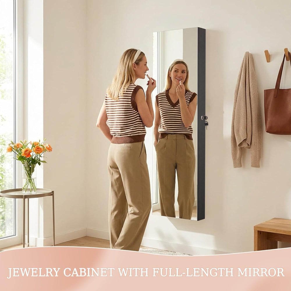 Unisakey Mirror Jewelry Cabinet,Lockable Wall or Door Mounted Jewelry Armoire...