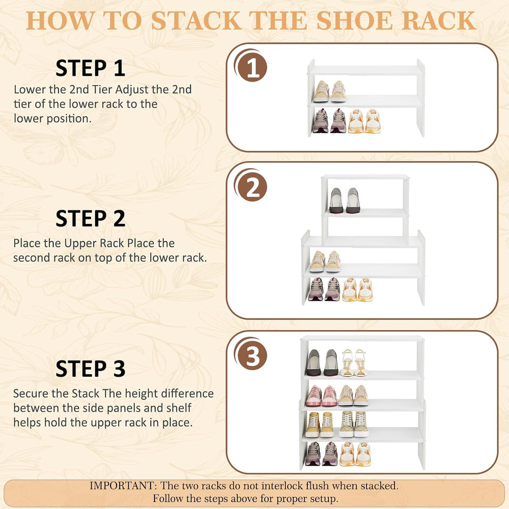 X-cosrack 2-Tier Shoe Rack Organizer for Closet, Expandable and Adjustable Wh...