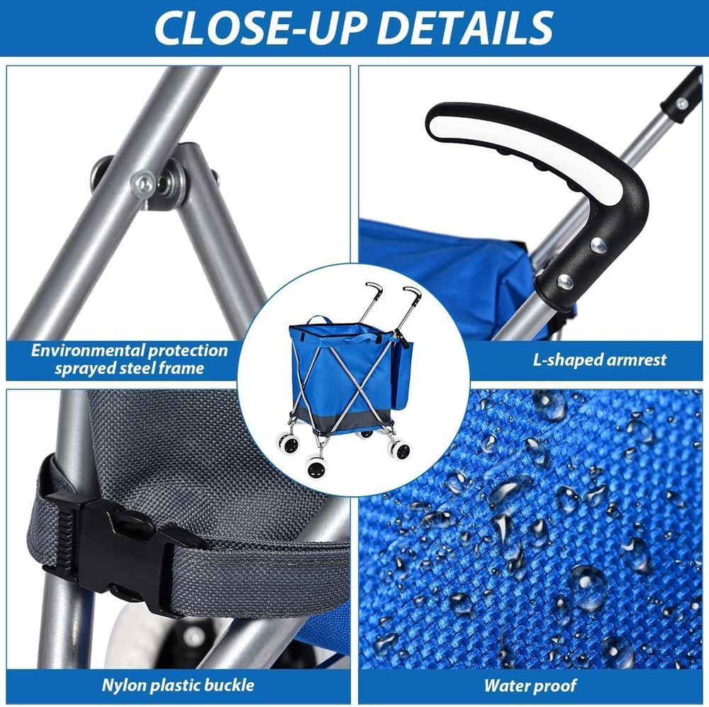 Folding Shopping Cart for Groceries Utility Cart with Cover