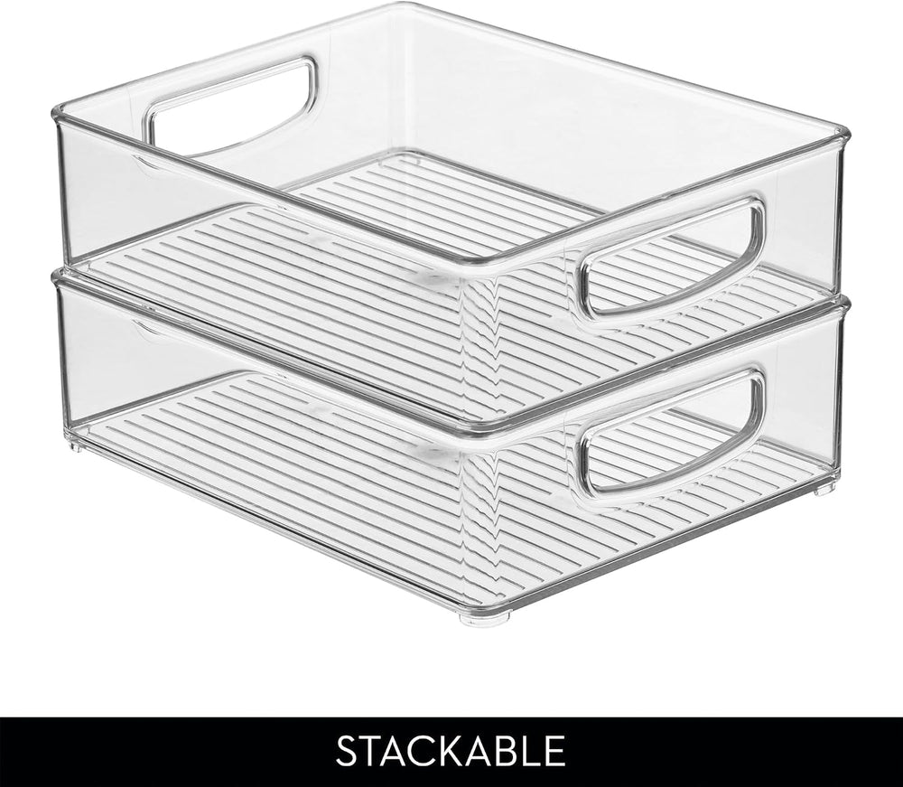 iDesign Stackable Plastic Handle Bin Storage Organizers, 18 Pack, Clear