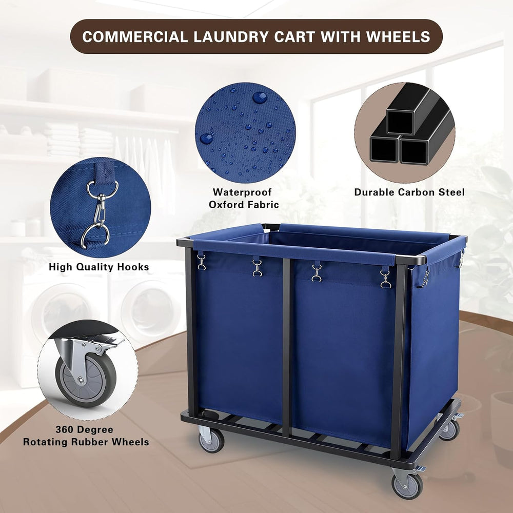 Commercial Laundry Cart with Wheels,600 LBS Rolling Laundry Cart
