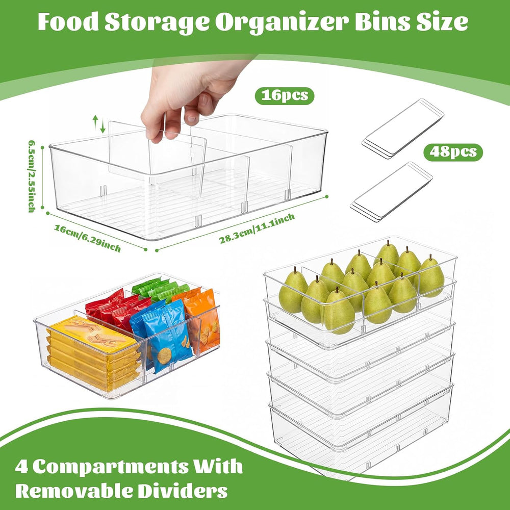 16 Pcs Snack Pantry Organizer Storage for Shelf,Large,Divider