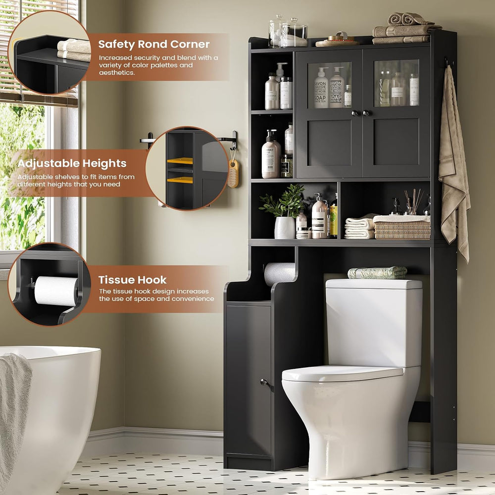 Itaar Over The Toilet Storage Cabinet, Over Toilet Bathroom Organizer with Gl...