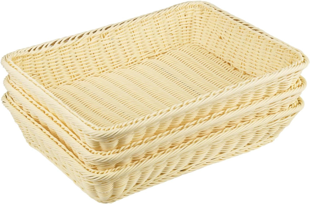 GNIEMCKIN 3 PCS 16 Inch Wicker Bread Basket, Woven Serving Basket for Restaur...