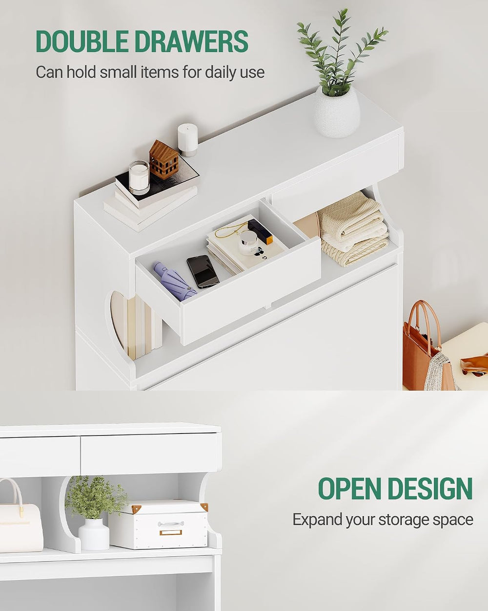 Hzuaneri Shoe Cabinet, Narrow Hidden Shoe Storage Cabinet for Entryway