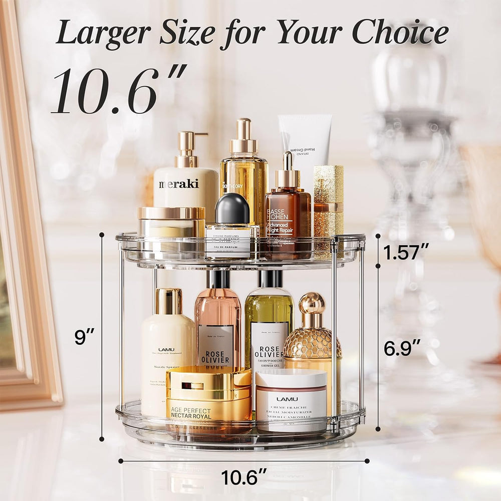 LAMU 2 Pack 2 Tier Lazy Susan Turntable Organizer 10.6'' Rotating Spi...