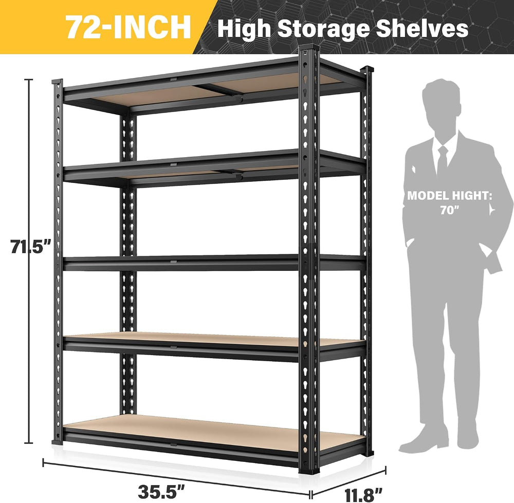 REIBII 2-Pack Storage Shelves Space-Saving and Tool Free for Garage Office