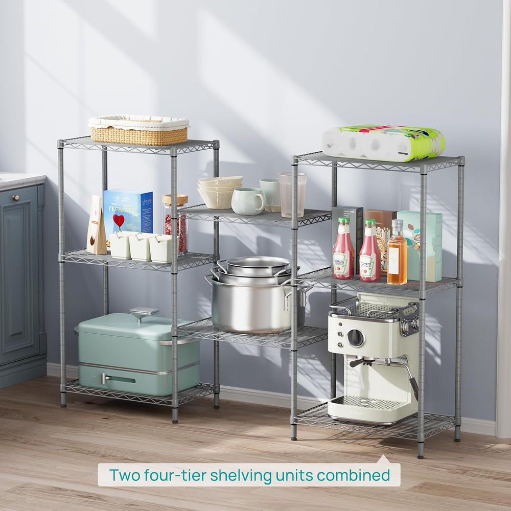 4 Metal Shelves Wire Shelving Storage Shelf Adjustable Unit Pantry