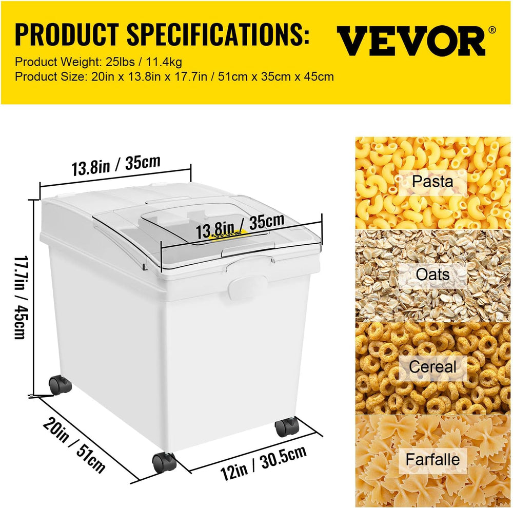 VEVOR Ingredient Bin, 10.5 Gallons Capacity Ingredient Storage Bin, PP Materi...