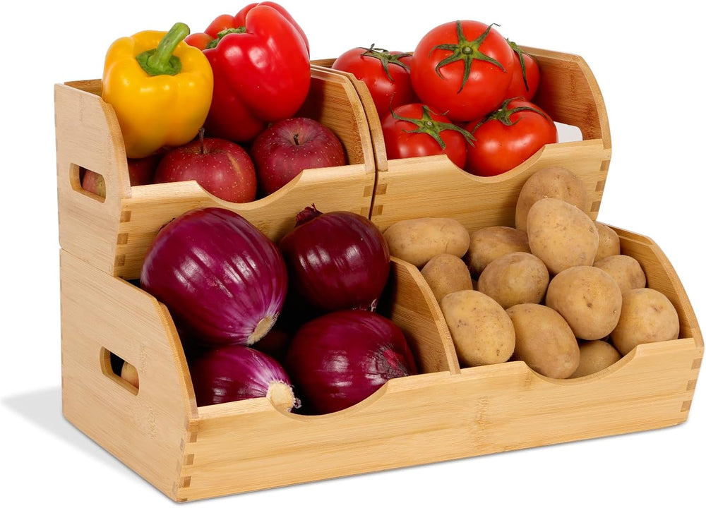 Bamboo Pantry Storage Bins,Fruits and Vegetables Basket