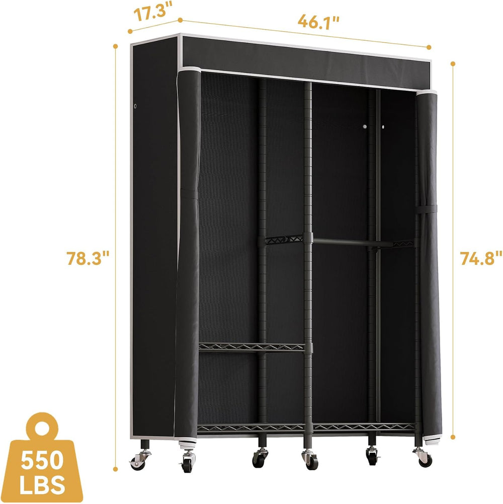 Higeego H9 Garment Rack with Cover, Heavy Duty Clothing Rack for Hanging Clot...