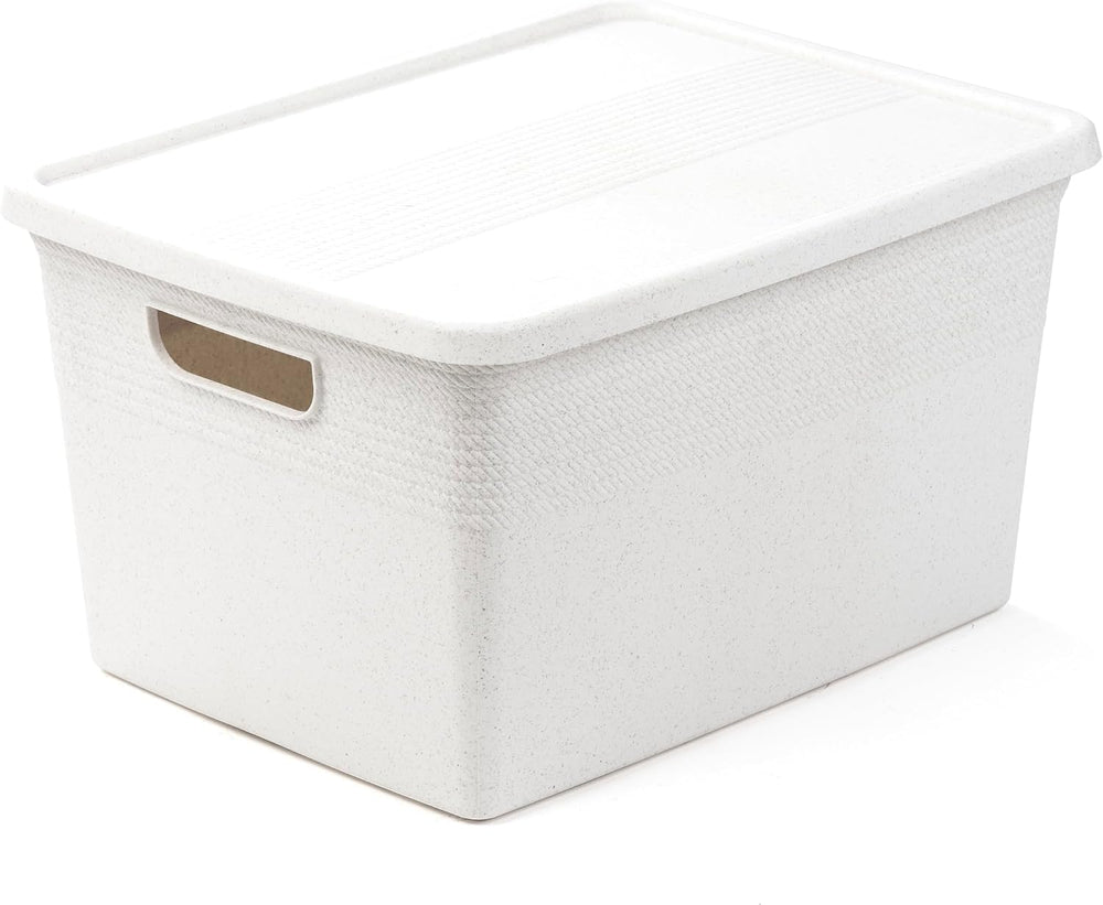 BINO | Plastic Storage Bins with Lids, 22 Liter - 3 Pack, White | THE BRAIDED...