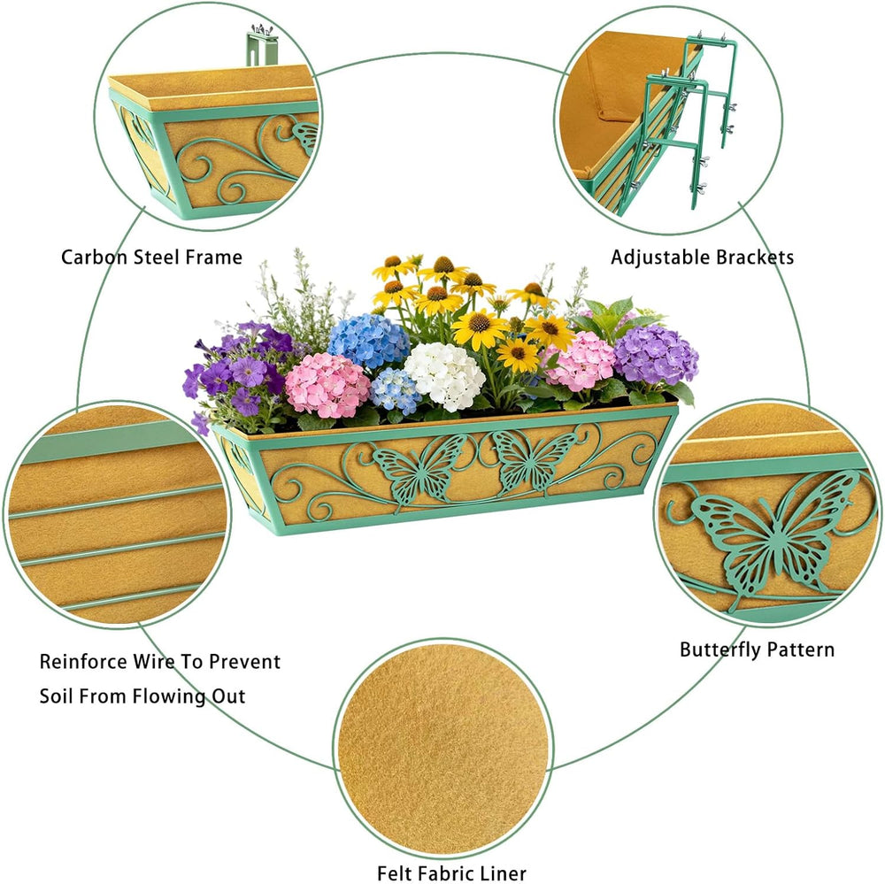 6 Pack 24 Inch Window Boxes Planter for Outdoor Plants Deck Railing Planters ...