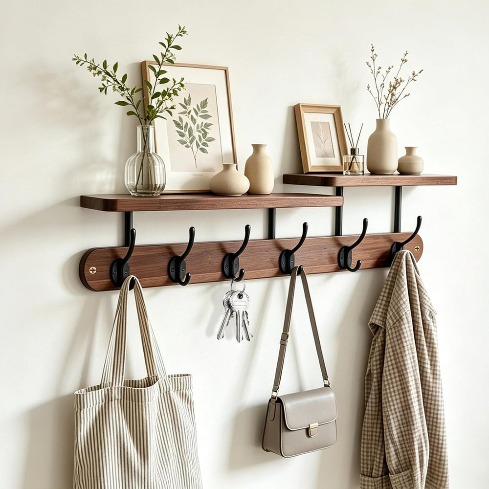 Coat Rack Wall Mount 23" Coat Rack Wall Mount with Shelf for Entryway, R...