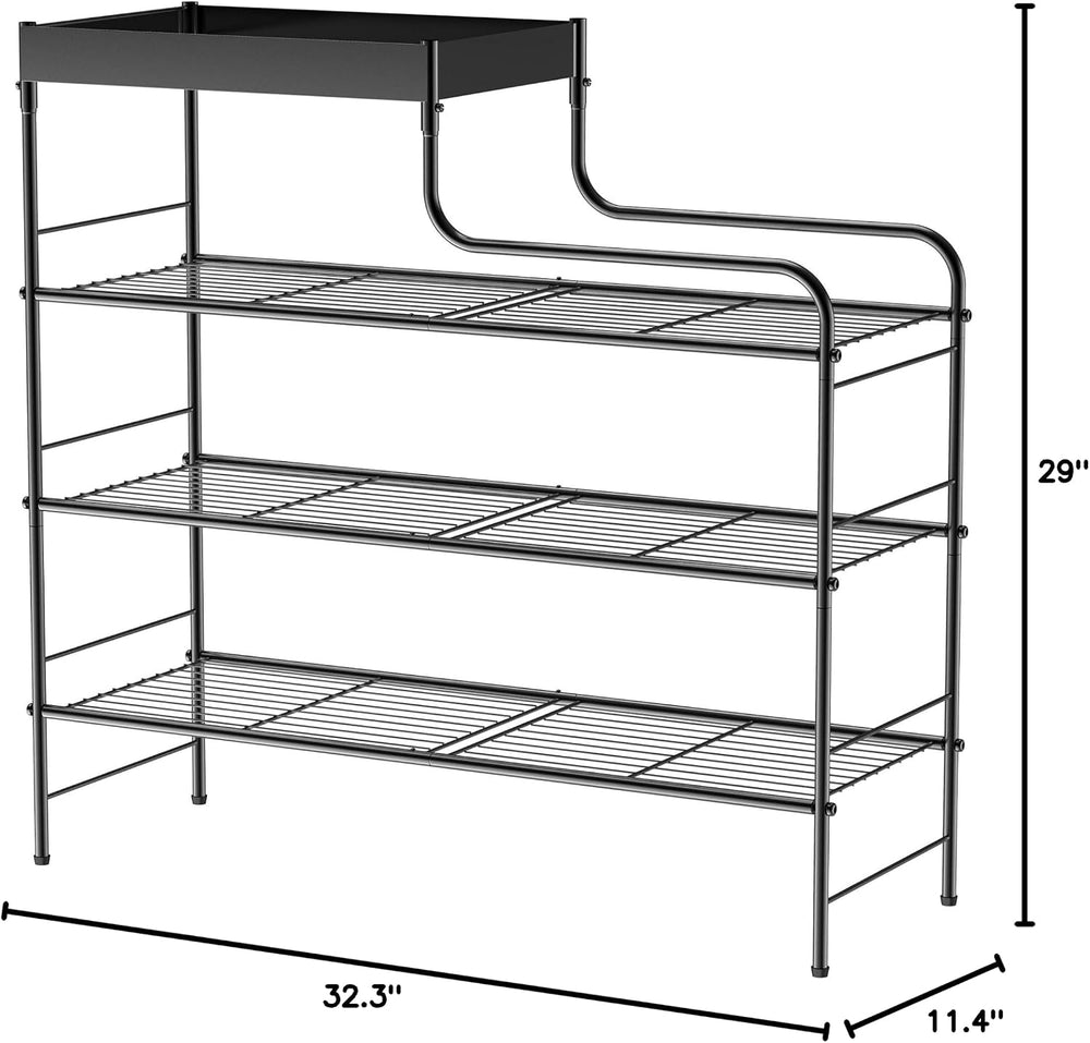 Free Standing Shoe Racks 3 Tier with Storage Box, Metal Shoe Organizer for Cl...