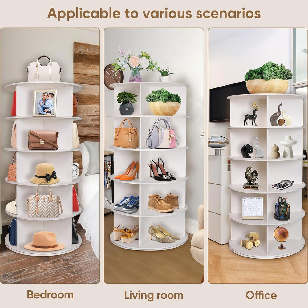 5 Tier Rotating Shoe Rack Tower, 360° Revolving Shoe Organizer, Free Standing...