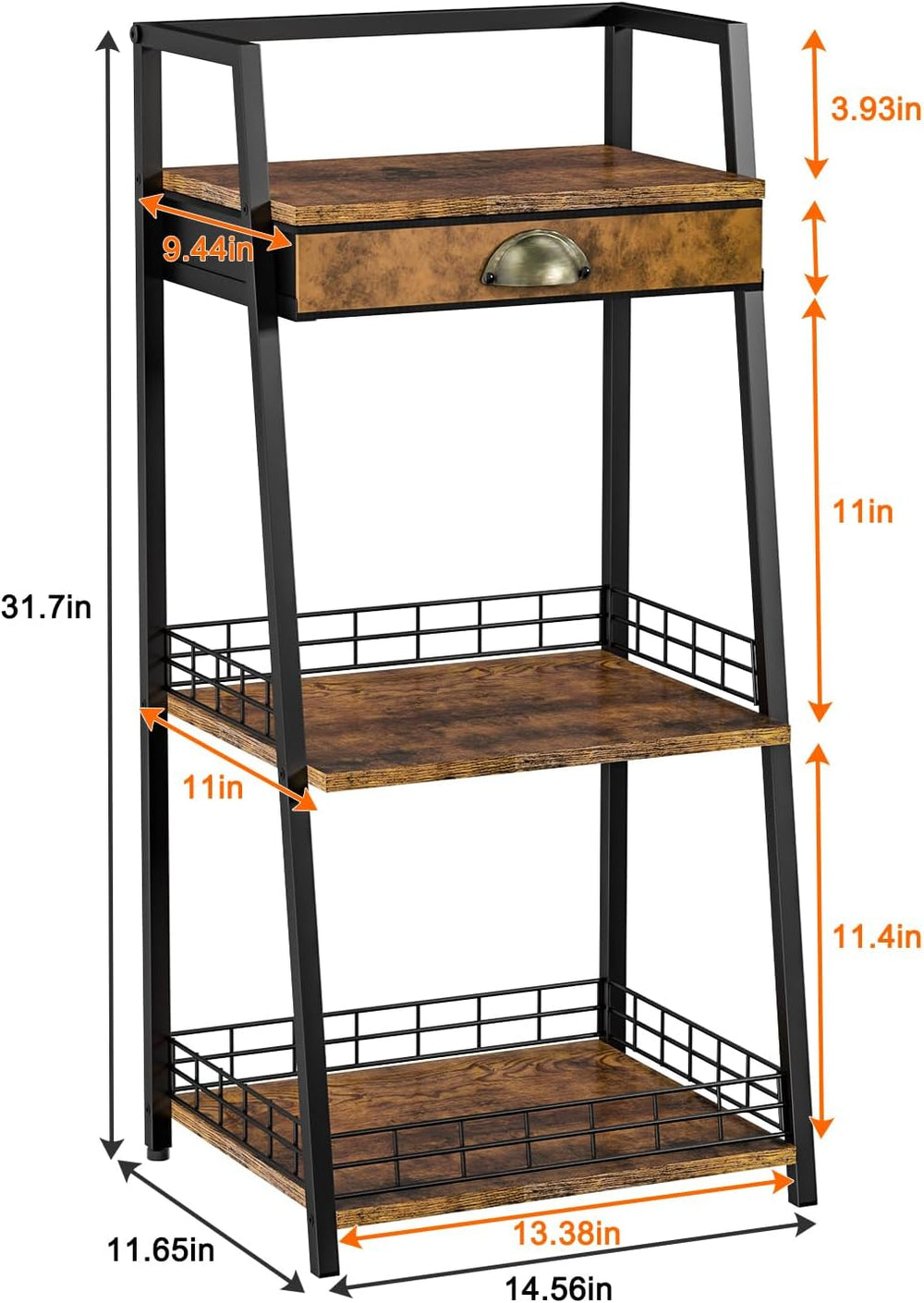 keomaisyto 3-Tier Bathroom Shelves with Canvas Drawer, Floor Bathroom Storage...