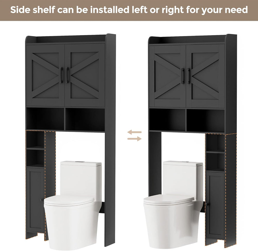 Homhedy Wooden Over The Toilet Storage Cabinet with Barn Door