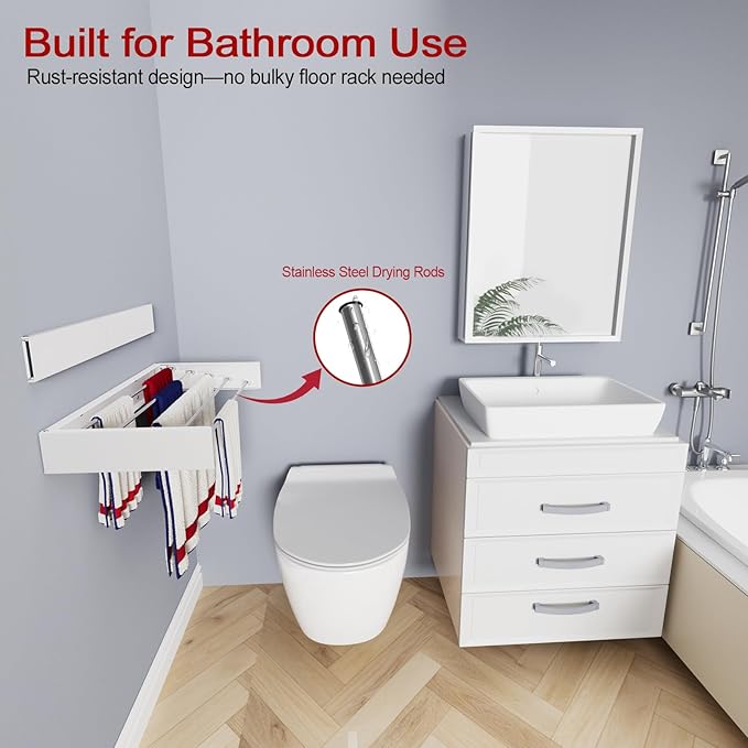 Wall Mounted Drying Rack 31.5", Foldable Laundry Drying Rack